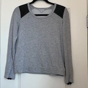 Splendid sweatshirt with faux leather shoulder